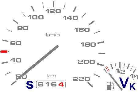 Tachometer mit Tageskilometerz&auml;hler zur Verbrauchskontrolle - gr&ouml;&szlig;eres Bild durch Anklicken